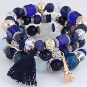 New Bohemian Multi Layer Eiffel Tower Charm Bracelet Set